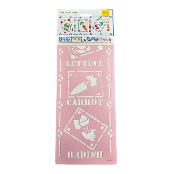 90s Vintage- Stencil Magic By Delta- Seed Packets Border No. 95 201 0012 NWT - Picture 1 of 5